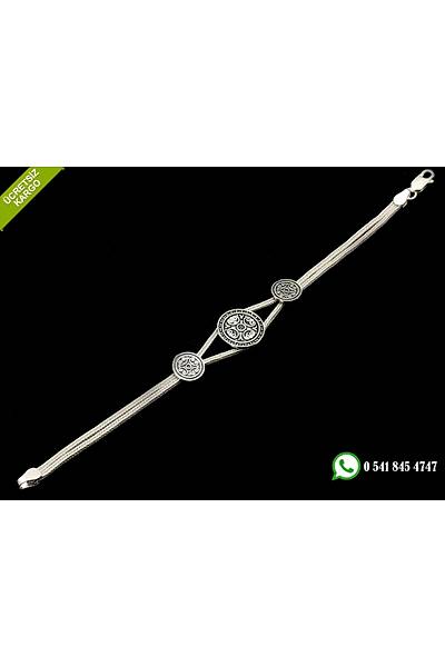 925 Ayar �zel Tasar�m El ��i Midyat Has�r� G�m�� Bayan Bileklik Stok Kodu:2018739
