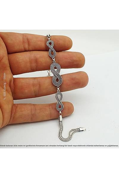 925 Ayar G�m�� Sonsuzluk Tasar�m Telkari Bayan Bileklik Stok Kodu: 20173603
