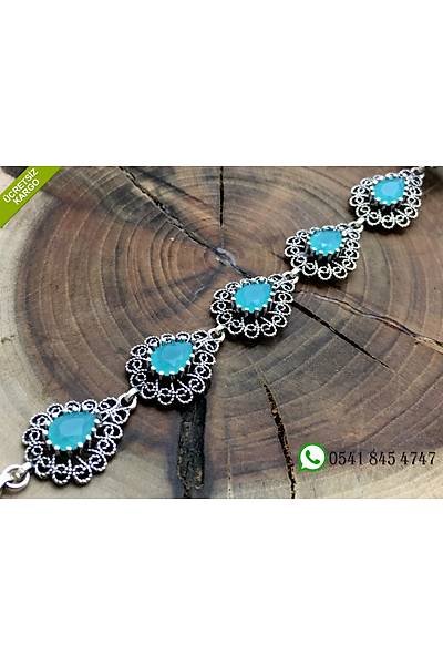 925 Ayar Damla Model Oksitli Telkari El ��i G�m�� Bayan Bileklik Stok Kodu:2018992