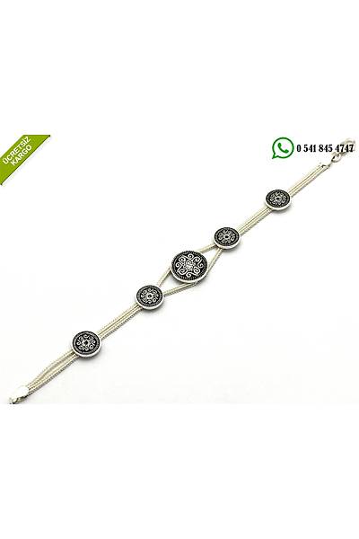 925 Ayar Gm Midyat Hasr zel Elii lemeli Bayan Bileklik Stok Kodu:20174556