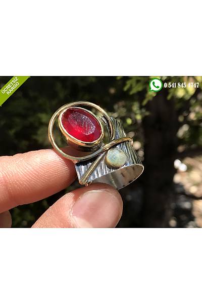 925 Ayar Gm Yakut Tal zel Tasarm El i Otantik Yzk Stok Kodu:2019728