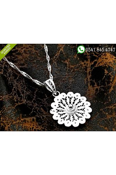 925 Ayar iek Model Telkari El ilii Gm Bayan Kolye Stok Kodu:2018828