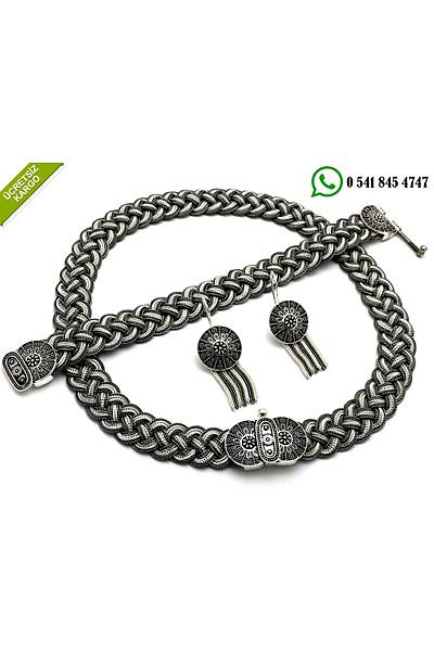 925 Ayar zel Tasarm El i Midyat Hasr Gm l Set Stok Kodu:2018653