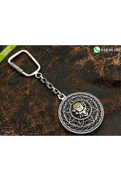 925 Ayar Osmanl� Sancakl� Oksitli Telkari G�m�� Anahtarl�k Stok Kodu:2018645