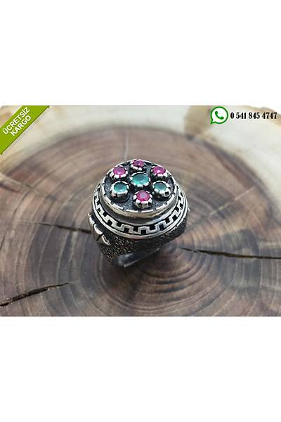 Yakut ve Zmrt Tal Otantik Gm Bayan Yzk Stok Kodu: 2017284