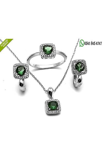 925 Ayar Gm Kare Model zel Zmrt Ta Tasarm l Set Stok Kodu:201950