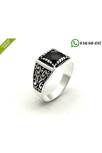 925 Ayar Gm Siyah Zirkon Tal Erkek Yzk Stok Kodu:20174267