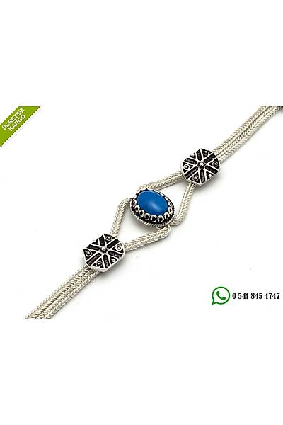 925 Ayar �zel Tasar�m Fir�ze Ta�l� El ��i Midyat Has�r� G�m�� Bayan Bileklik Stok Kodu:2018675