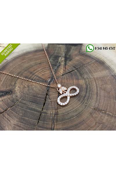 925 Ayar Gm Roze Kaplama Zirkon Tal Sonsuzluk Model Hayalet Bayan Kolye Stok Kodu:20174241