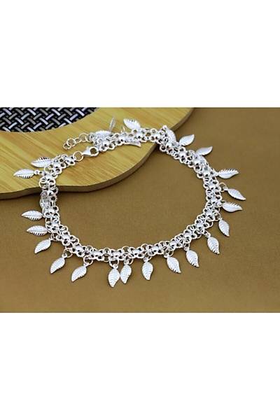 Kad�n G�m�� El I��ili�i Telkari Yaprakl� Halhal 925 Ayar Dgn20126