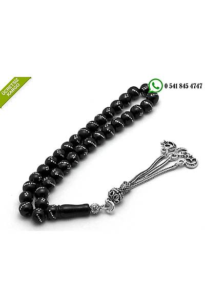 925 Ayar G�m�� P�sk�ll� G�m�� ��lemeli G�rcistan Oltu Ta�� Tesbih Stok Kodu:2018204