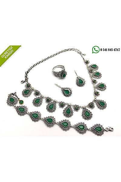 Damla Model Zmrt Tal 925 Ayar Gm Telkari Bayan Drtl Takm Stok Kodu: 20171059