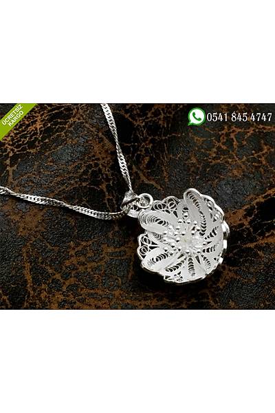 925 Ayar �i�ek Model Telkari El ���ili�i G�m�� Bayan Kolye Stok Kodu:2018831