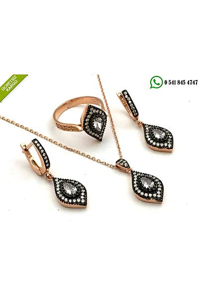 Rose Kaplama Zirkon Tal Damla Model Gm Bayan l Set Stok Kodu:20174425