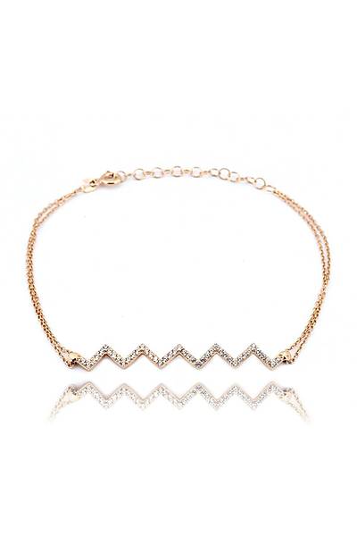 Kad�n Pembe Rose Kalp Ritmi G�m�� Bileklik Dgn20266