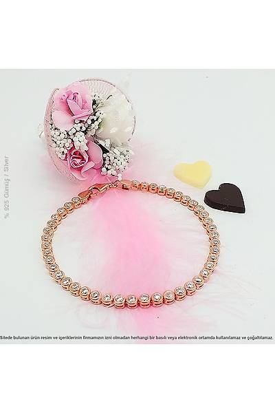 925 Ayar G�m�� Rose Kaplama Su Yolu Model Bayan Bileklik Stok Kodu:20173574