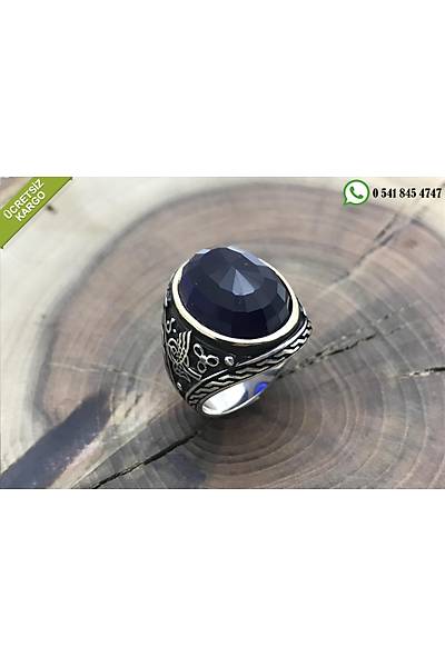 Safir Tal Osmanl Tural 925 Ayar Gm Erkek Yzk Stok Kodu:20172666