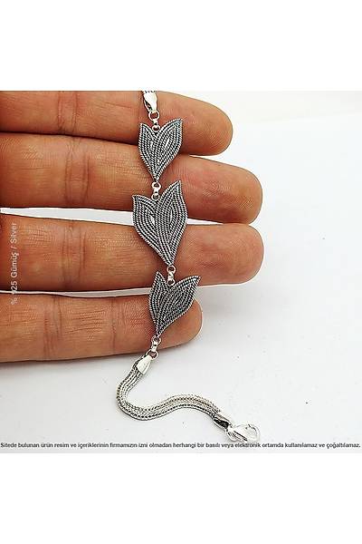 925 Ayar G�m�� Yaprak Temal� Telkari Bayan Bileklik Stok Kodu: 20173606