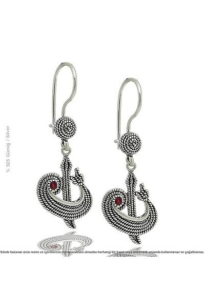 925 Ayar G�m�� Elif Vav Harfli Telkari Bayan K�pe Stok Kodu:20173840