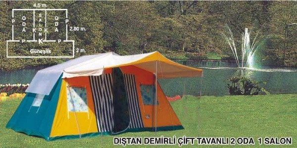 Çadır Çift Tavanlı Dıştan Demirli 2 Oda 1 Salon