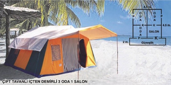 Çadır Çift Tavanlı İçten Demirli 3 Oda 1 Salon