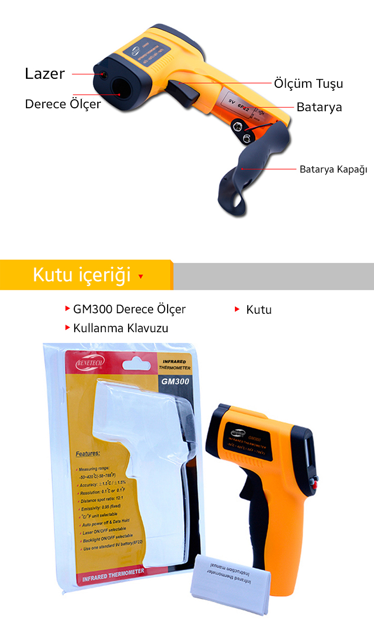 BENETECH INFRARED TERMOMETRE GM-300