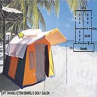 Aile Tipi Kamp Çadırı (3 Oda 1 Salon, İçten Demirli)