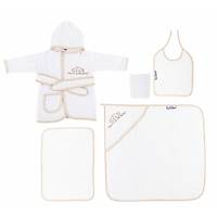 Sema Baby 5 Par�a Bebek Bornoz Seti - Ekru