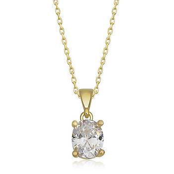 Gm Gold Oval Zirkon Tal Kadn Kolye