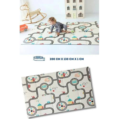 Coolmats Katlanabilir Oyun Mat�, Tek Tarafl� �ocuk Oyun Hal�s� Aktivite Oyun Alan� - Araba Yar���