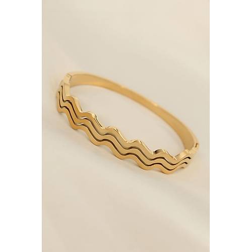 elik Gold Renk Dalgal Model Kelepe Bilezik