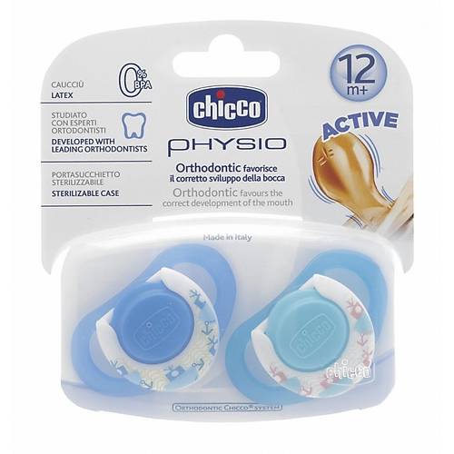 Chicco 2 li Physio Kau�uk Emzik 12 ay+ Erkek