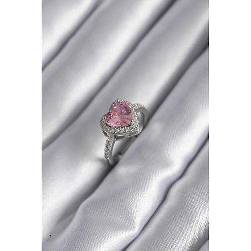 Gm Renk Pembe Zirkon Tal Charm Kalp Model Kadn Yzk