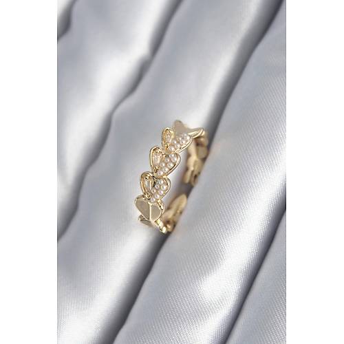 Pirin Gold Renk Kalp Model nci Detay Kadn Yzk