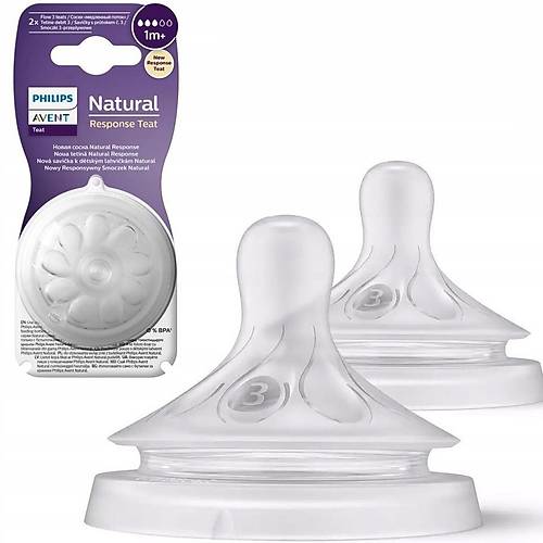 Philips Avent Natural Response 2'li Biberon Emzi�i, 3 Numara, 1 Ay+