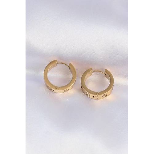 316L elik Gold Renk Model Halka Kpe