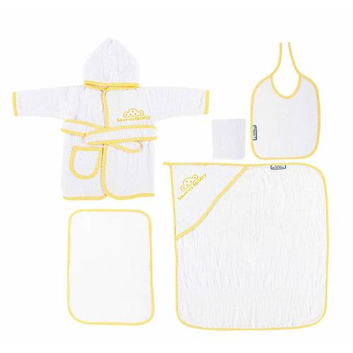 Sema Baby 5 Par�a Bebek Bornoz Seti - Sar�