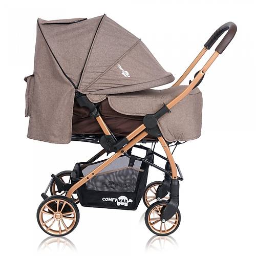 Comfymax �ift Y�nl� L�ks Bebek Arabas� - Wood Brown