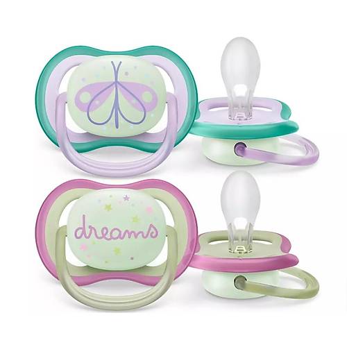 Philips Avent Ultra Air Night Karanl�kta Parlar Gece Emzi�i 0-6 ay K�z SCF376/19