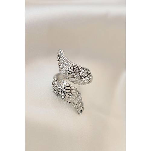 Ayarlamal Silver Renk Metal Zirkon Tal Kanat Yzk
