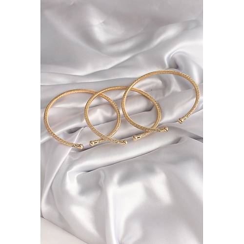 Pirin Gold Renk Zirkon Ta Detay 3'l Hasr Model Kadn Bileklik