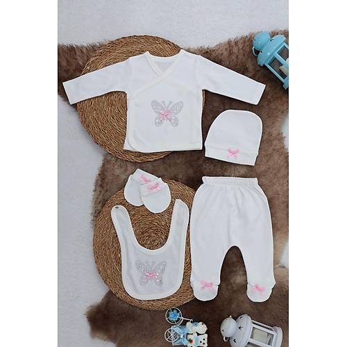 Sema Baby 5 Par�a Hastane ��k��� Z�b�n Seti 0-3 Ay - Pink Butterfly