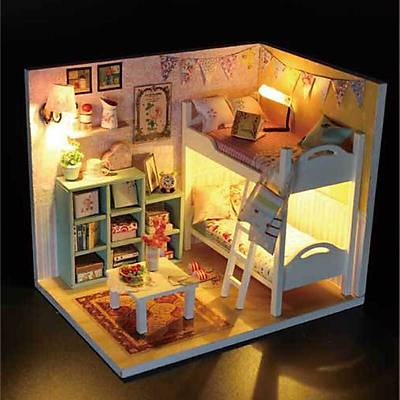 DIY Doll House - Blue Bunk Model Çocuk Evi
