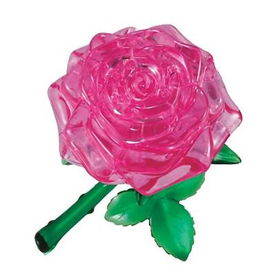 3D Crystal Puzzle Pink Rose - 3 Boyutlu Kýrmýzý Pembe Gül Puzzle