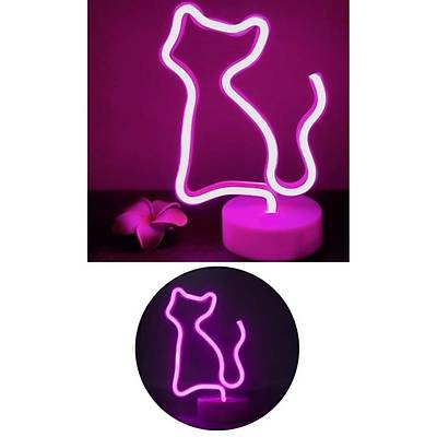 Kedi Neon Dekor Aydınlatma - Pilli