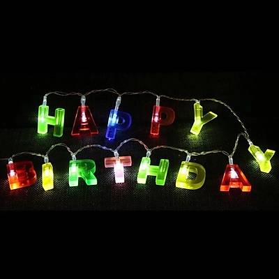 Renkli Happy Birthday Led Işık - 1.8m Led Işık Zinciri