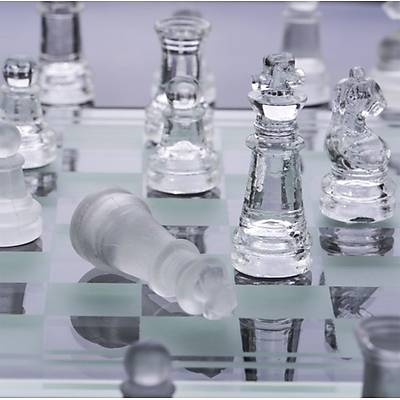 Cam Satranç Takýmý - Glass Chess Set 35 x 35 cm