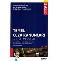 Sekin Yaynevi Temel Ceza Kanunlar ve lgili Mevzuat Koray Doan / Veli zer zbek / Pnar Bacaksz