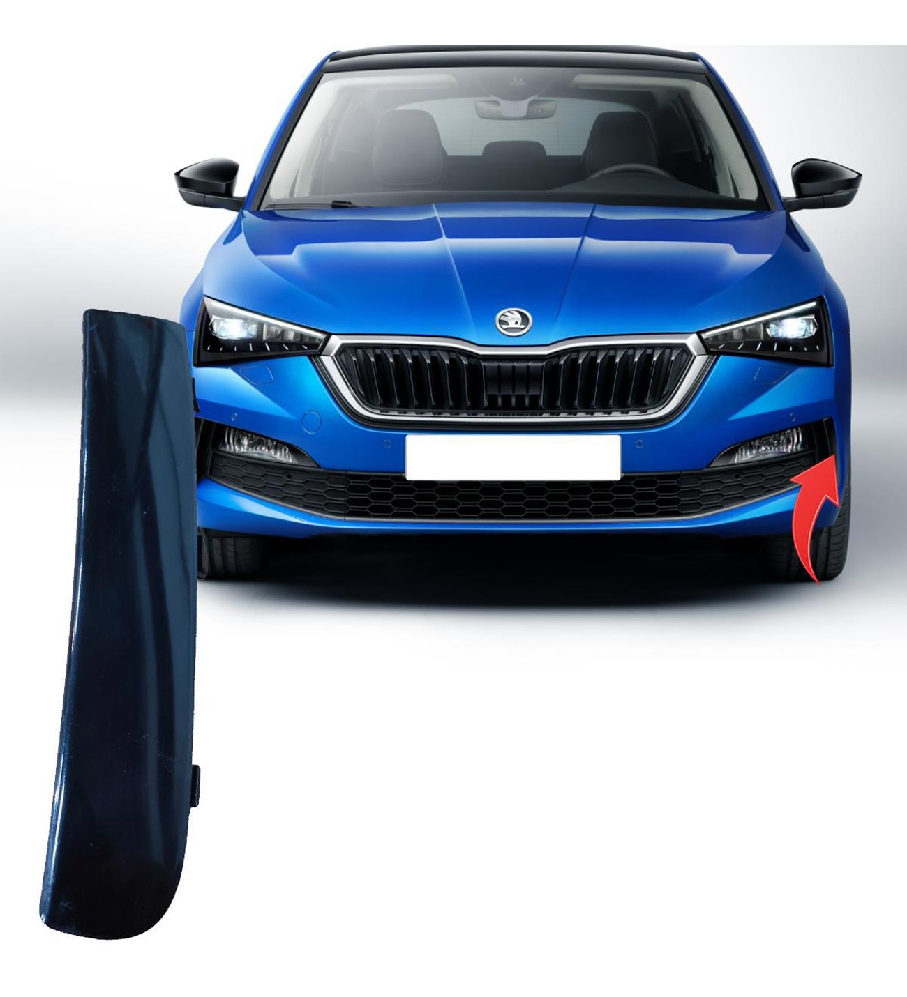 SKODA SCALA 2019-2023 ÖN TAMPON SÜS ÇITASI SAĞ TARAF PARLAK SIYAH
