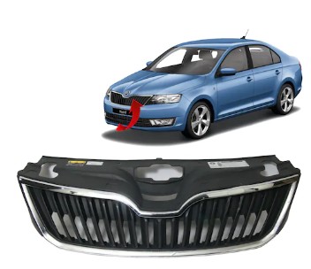 SKODA RAPİD 2013-2022 ÖN PANJUR VE KROM ÇITA TAKIM MAT SİYAH